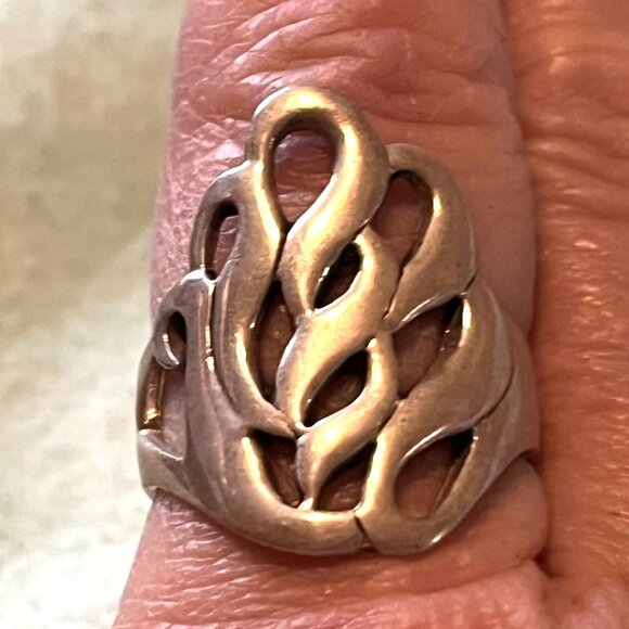 Sterling silver, swirly flames ring, size 8.75 - Picture 1 of 1